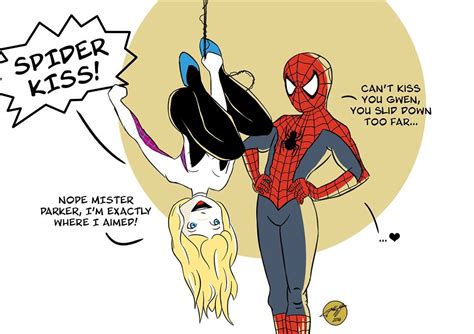 peter parker and gwen stacy|gwen and spider-man kiss.